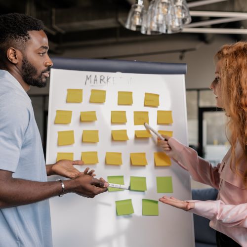 Sales meeting with a man and a woman